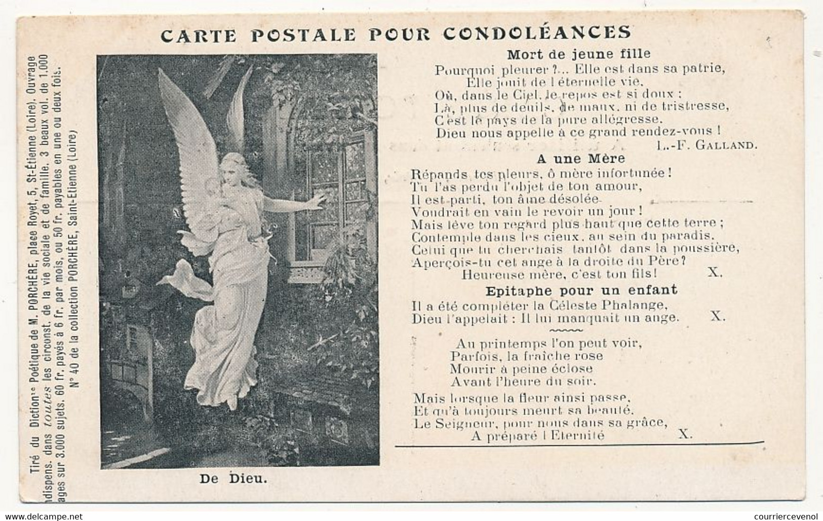 CPA - Carte Postale Lpour Condoléances - Mort De Jeune Fille, A Une Mère, Epitaphe Pour Un Enfant - Philosophie