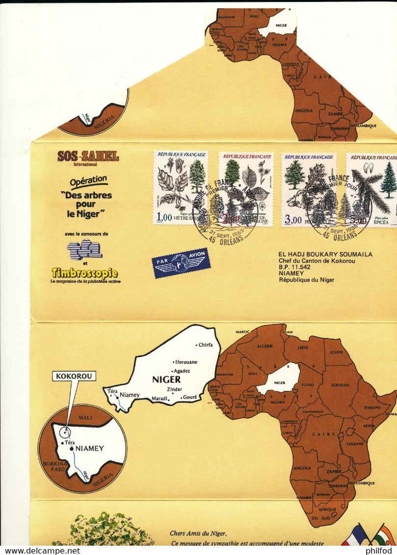 1985 - NIGER - Enveloppe SOS SAHEL - Opération Des Arbres Pour Le Niger - TF1 Et Timbroscopie - Níger (1960-...)