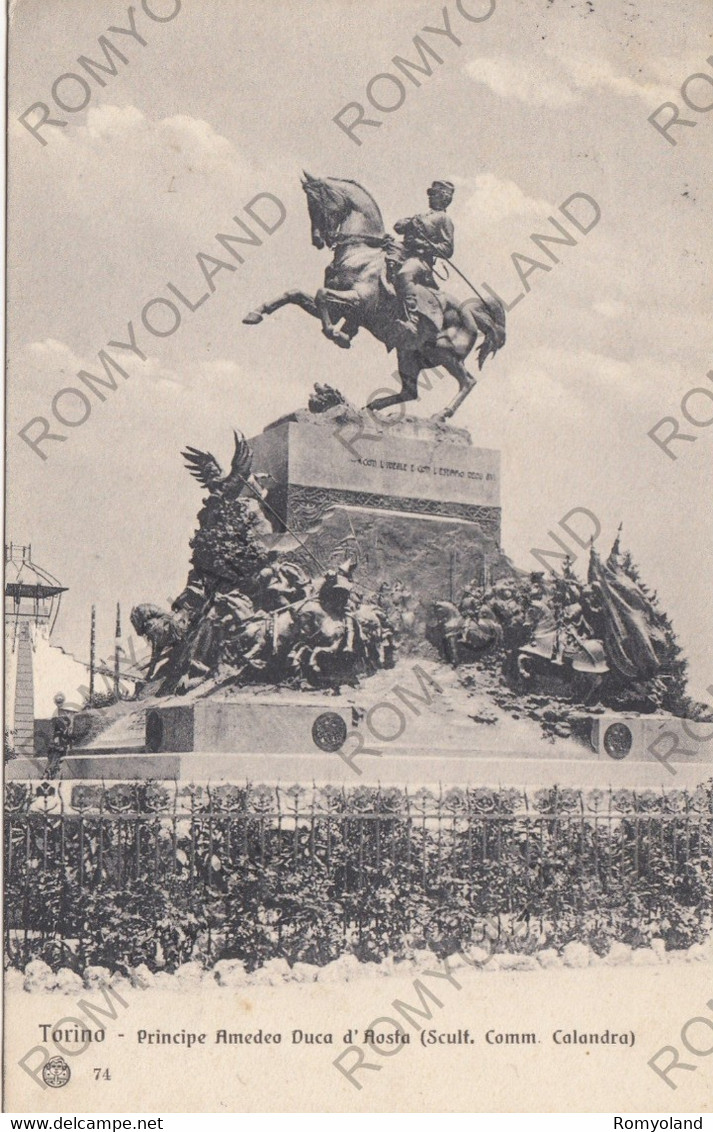 CARTOLINA  TORINO,PIEMONTE,PRINCIPE AMADEO,DUCA D"AOSTA,SCULT. COMM. CALANDRA,CULTURA,RELIGIONE,VIAGGIATA 1922 - Palazzo Carignano