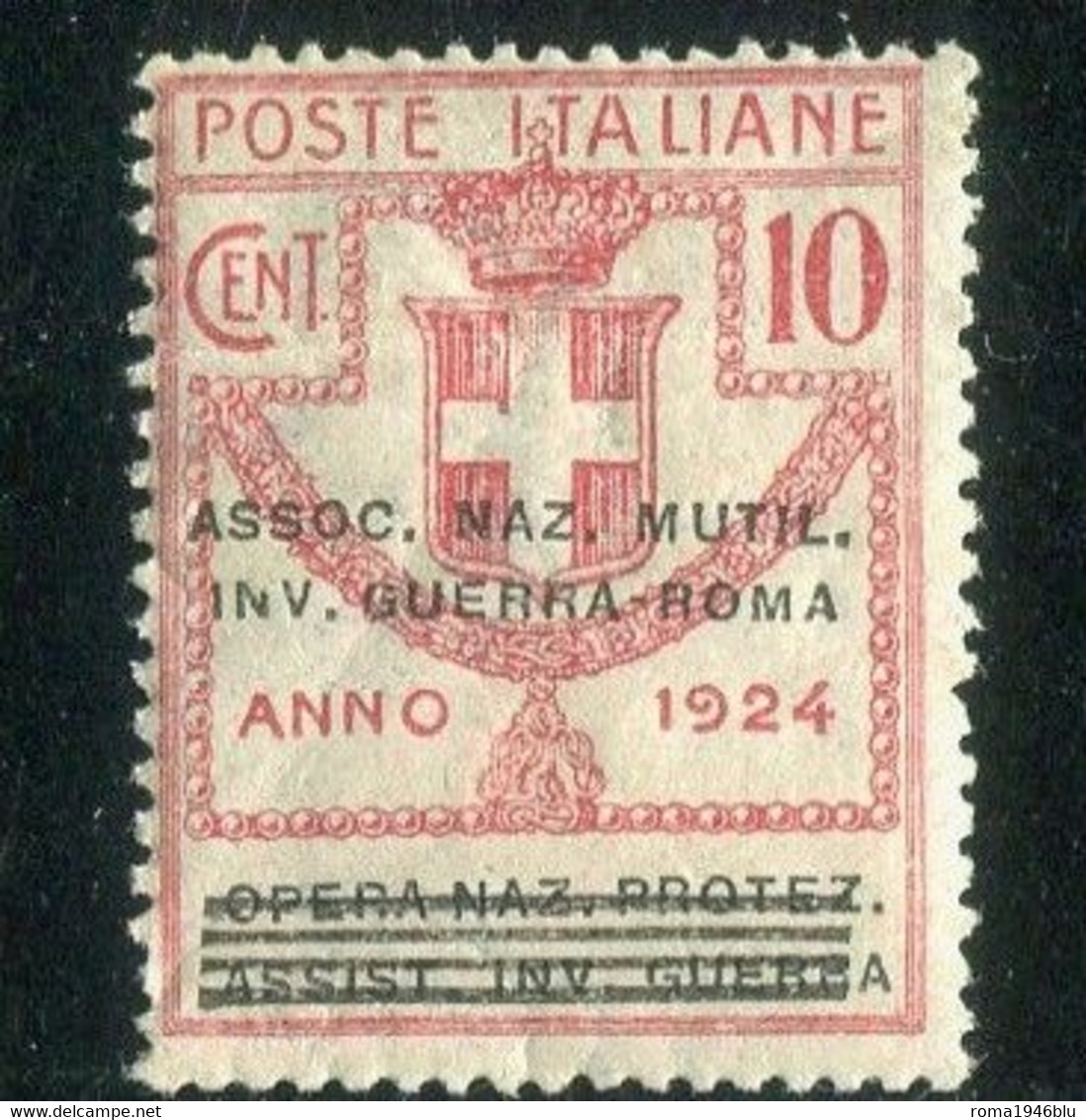 REGNO 1924 ENTI PARASTATALI ASS. MUT. INVAL. GUERRA ROMA SOP.TI 10 C.** MNH - Portofreiheit