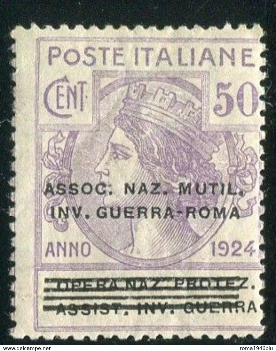 REGNO 1924 ENTI PARASTATALI ASS. MUT. INVAL. GUERRA ROMA SOP.TI 50 C.** MNH - Franchise