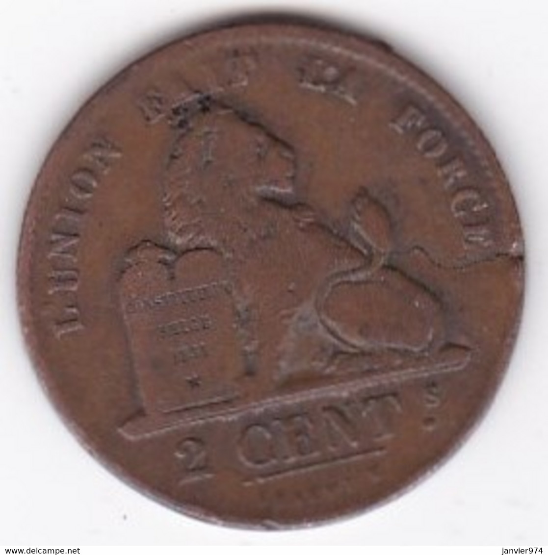 Belgique , 2 Centimes 1836 , Leopold Premier, Coin Cassé, Fauté - 2 Cents