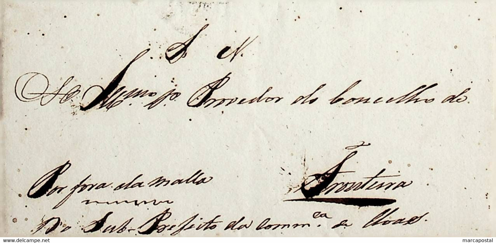 1834 Portugal Pré-Filatelia Elvas. Sem Marca De Origem, Com Inscrição «POR FORA DA MALLA» - ...-1853 Prefilatelia