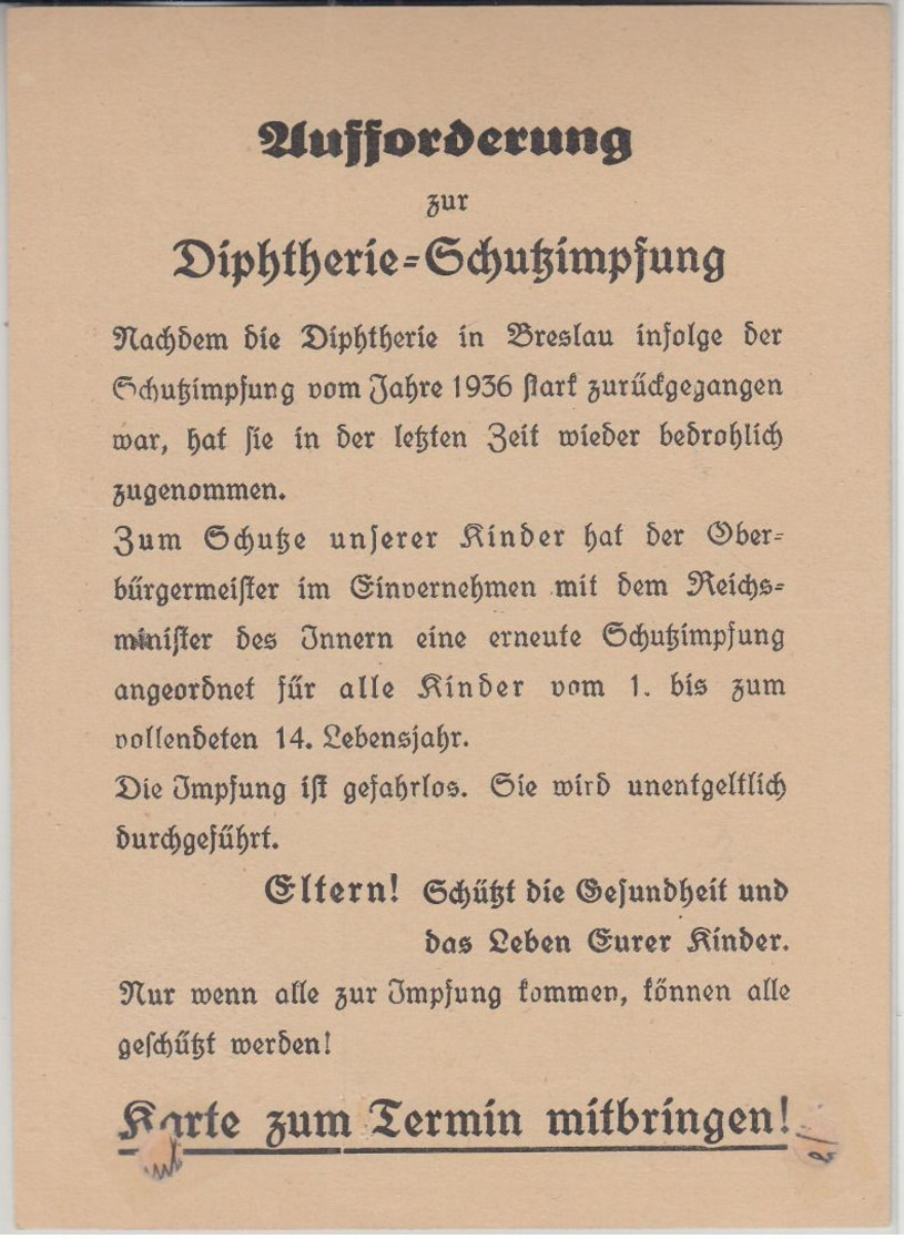 DR - "Keiner Darf Fehlen Beim Opfer Zum WHW" 12 Pfg. AFS Ortskarte Breslau 1939 - Andere & Zonder Classificatie