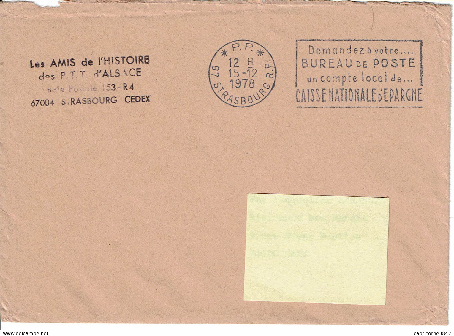 1978 - Lettre En Franchise Postale En P.P. - Oblit. SECAP De Strasbourg "Demandez à Votre Bureau De Poste Un Compte…" - Civil Frank Covers