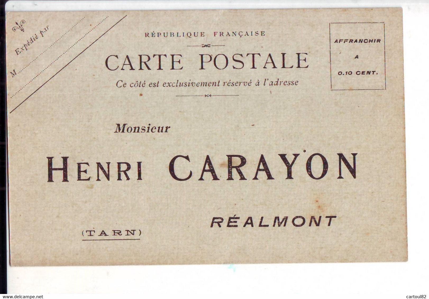 68  12A  CPA  Réalmont Carte De Commande Henri Carayon Engrais,petrole Et Bois Carte Bon état - Realmont