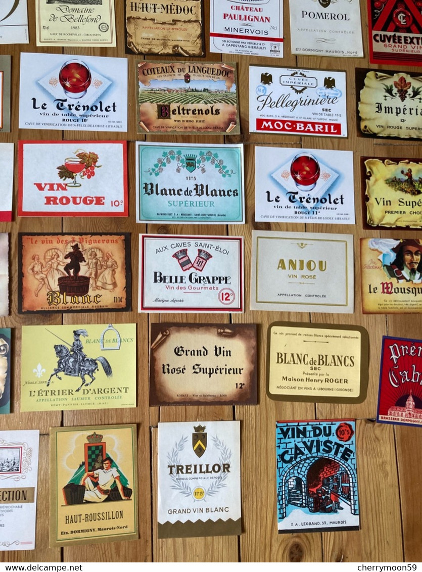 Lot De 50 étiquettes De Bouteilles De Vin De Table - Collections & Sets