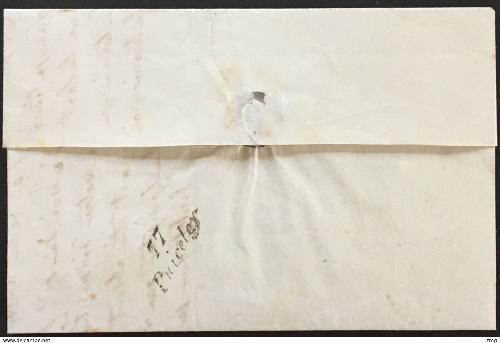 Lettre RARE RRR Linéaire 77 Puicelcy Tarn Lettre Cachet Gaillac-sur-Tarn 24.1.1848 – 8bleu - 1801-1848: Voorlopers XIX