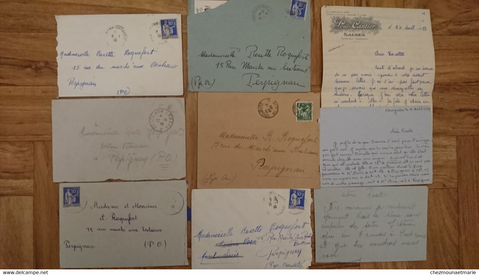 PERPIGNAN - ROSETTE ROQUEFORT - LOT DE 9 COURRIERS LETTRES - Documents Historiques