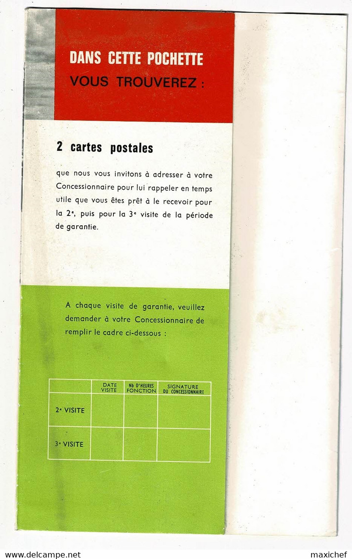 Pochette 2 Volets - Garantie Tracteurs Someca Avec Dépliant Liste Vérification Gratuites Lors Des 3 Premières Visites - Tractors