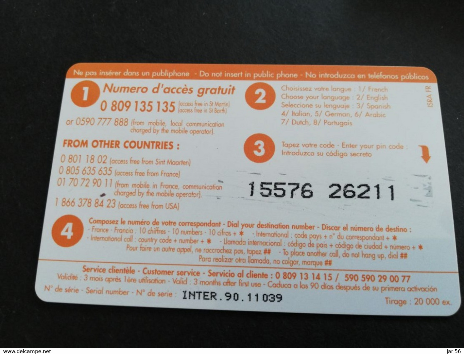 Caribbean Phonecard St Martin French INTERCARD  3 EURO  NO 090  **5822** - Antilles (Françaises)