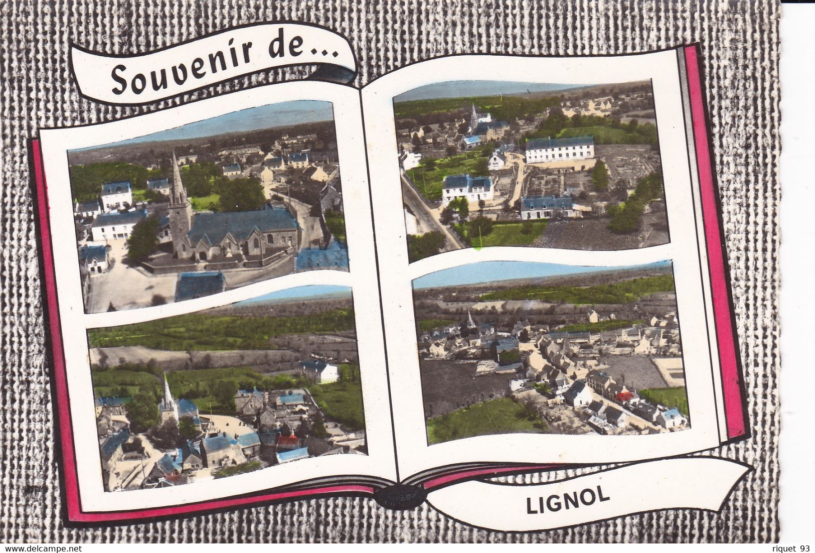 Lot 3 Cp - EN AVION AU DESSUS DE... LIGNOL - Souvenir De Lignol - L'Eglise St-Pierre - Vue Générale - Autres & Non Classés