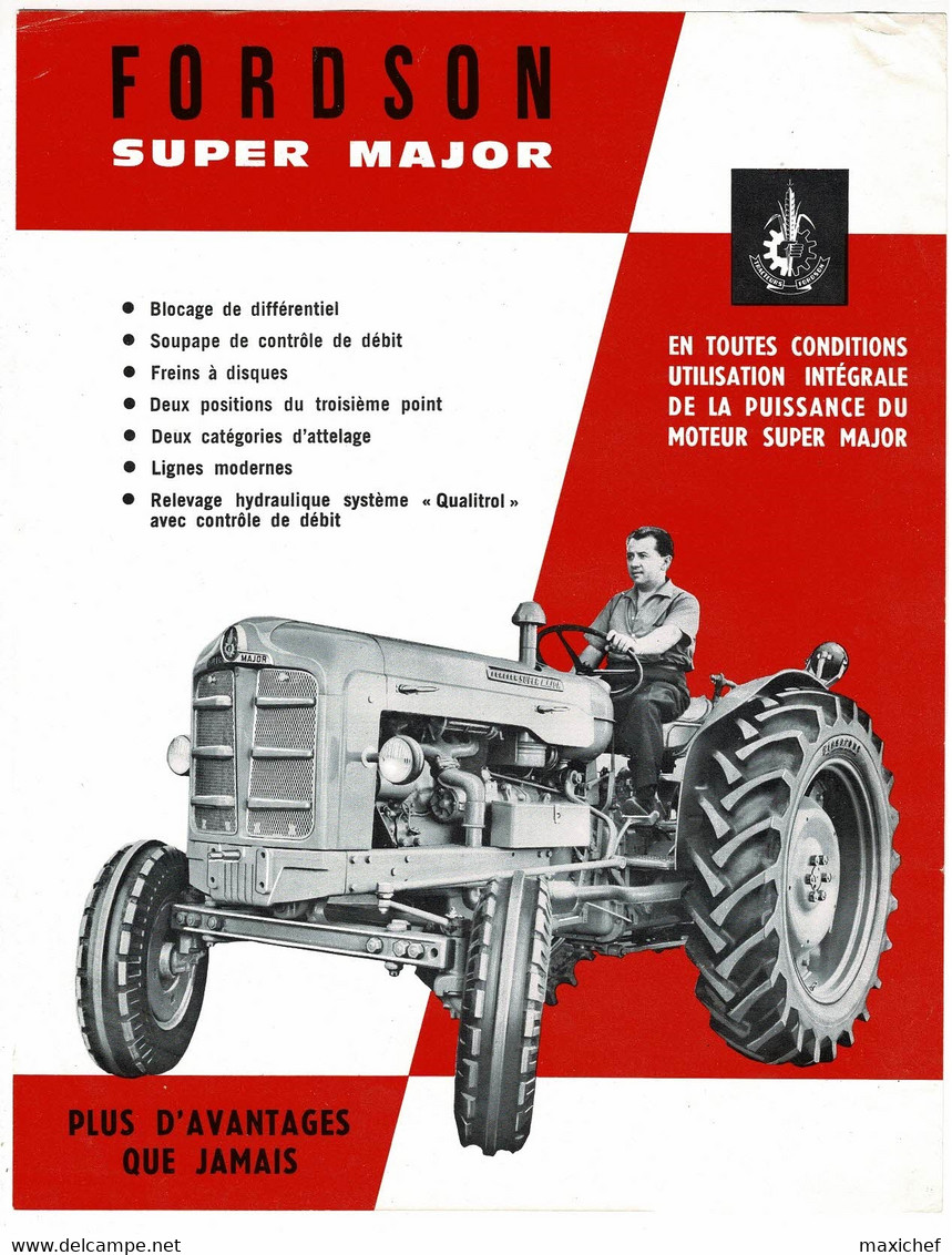 Fiche Publicitaire, Format 21 X 27 Cm Tracteur "Fordson SUPER MAJOR" Caractéristiques Techniques - FORD - Traktoren