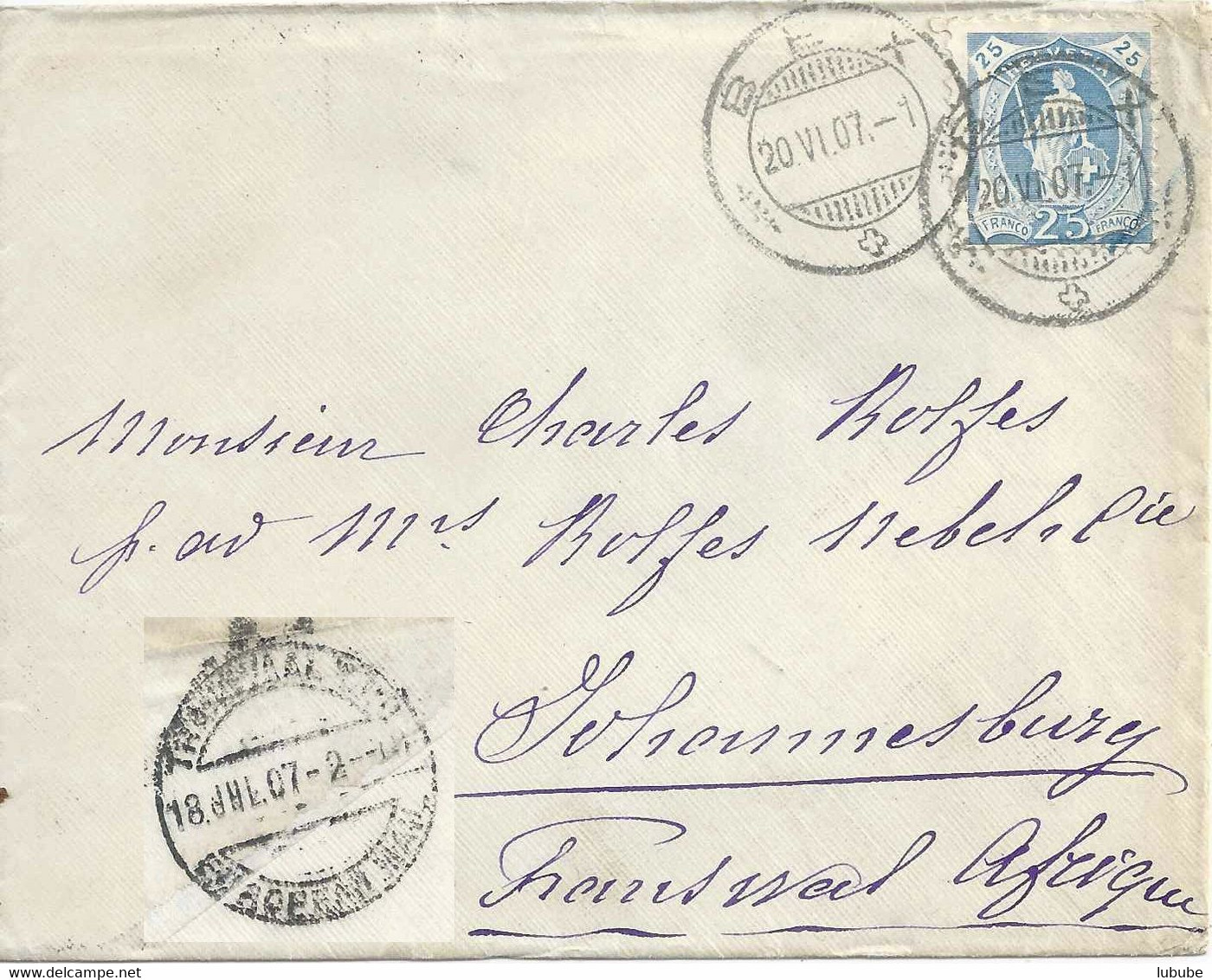 Ausland Brief  Bex - Johannesburg          1907 - Briefe U. Dokumente