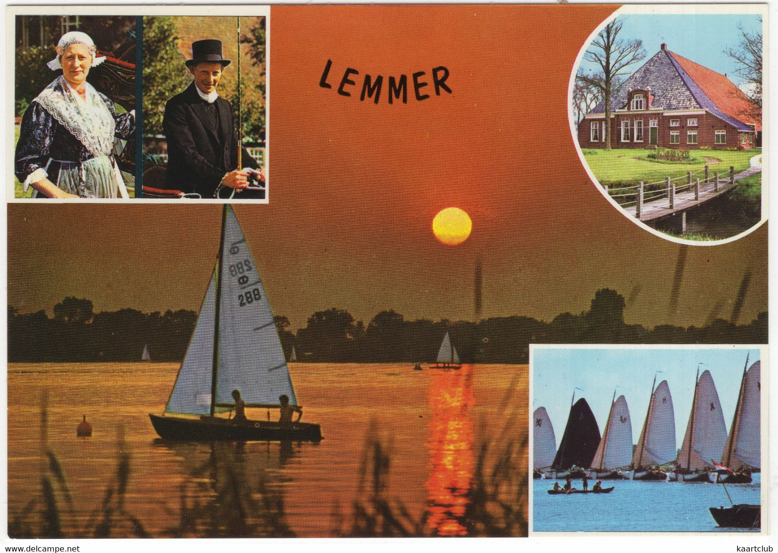 Lemmer - Zeilboten, Klederdracht, Boerderij, Skutsjes, Avondzon - (Nederland - Holland) - Lemmer
