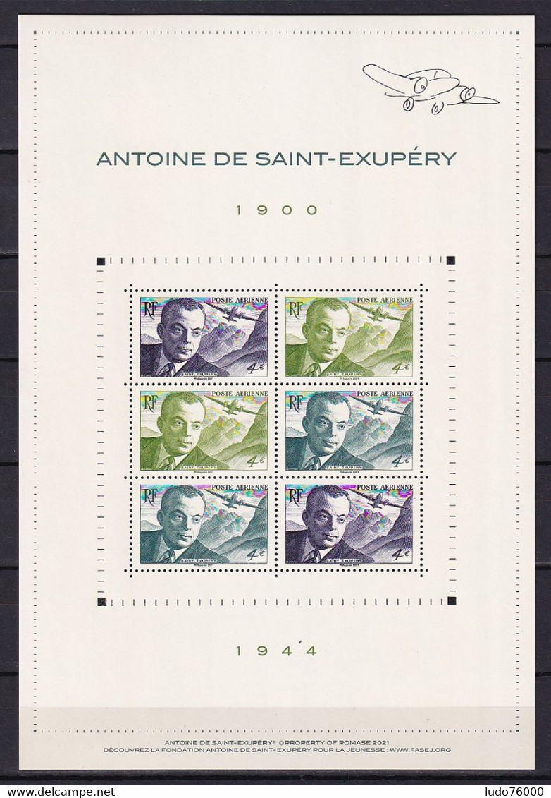 BLOC ANTOINE DE SAINT EXUPERY 2021 / TIRAGE LIMITE A 40000 EXEMPLAIRES / 2 SCANS - Collections