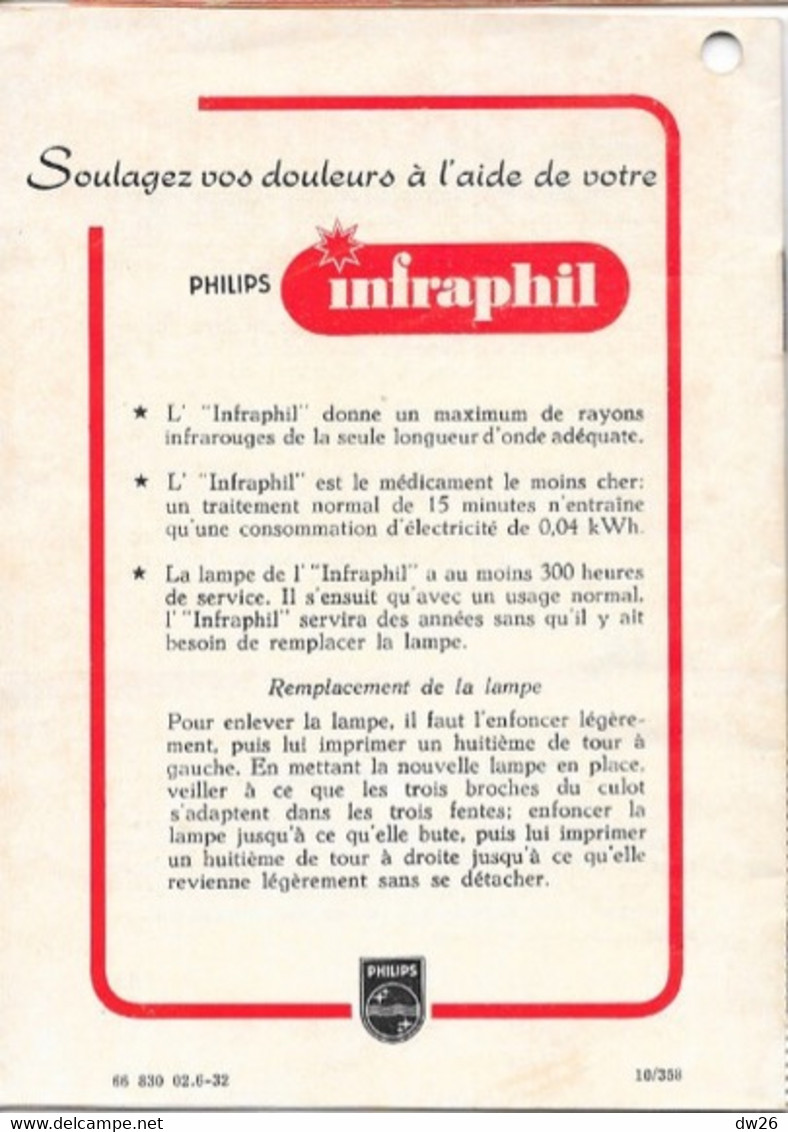 Livret Publicitaire: Lampe Philips Infraphil (Appareil à Rayons Infrarouges) Mode D'emploi Et Conseils 16 Pages - Altri Apparecchi