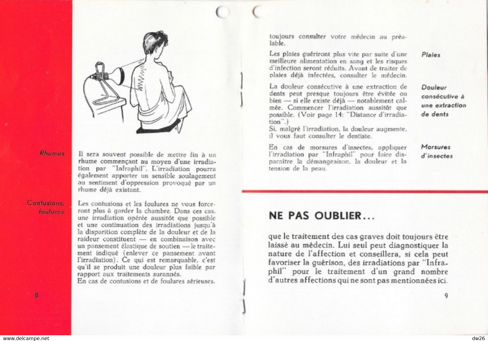 Livret Publicitaire: Lampe Philips Infraphil (Appareil à Rayons Infrarouges) Mode D'emploi Et Conseils 16 Pages - Autres Appareils