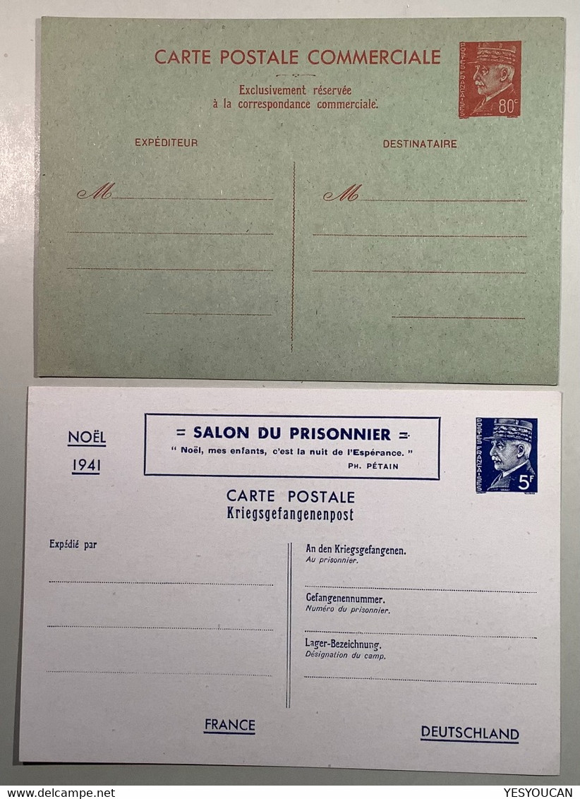 France 1941 Pétain 2 Bon Entiers Postaux Yv 512-cp4 + 515 Cp Salon Du Prisonnier(entier Postal Guerre 1939-1945 WW2 War - Pseudo-interi Di Produzione Ufficiale