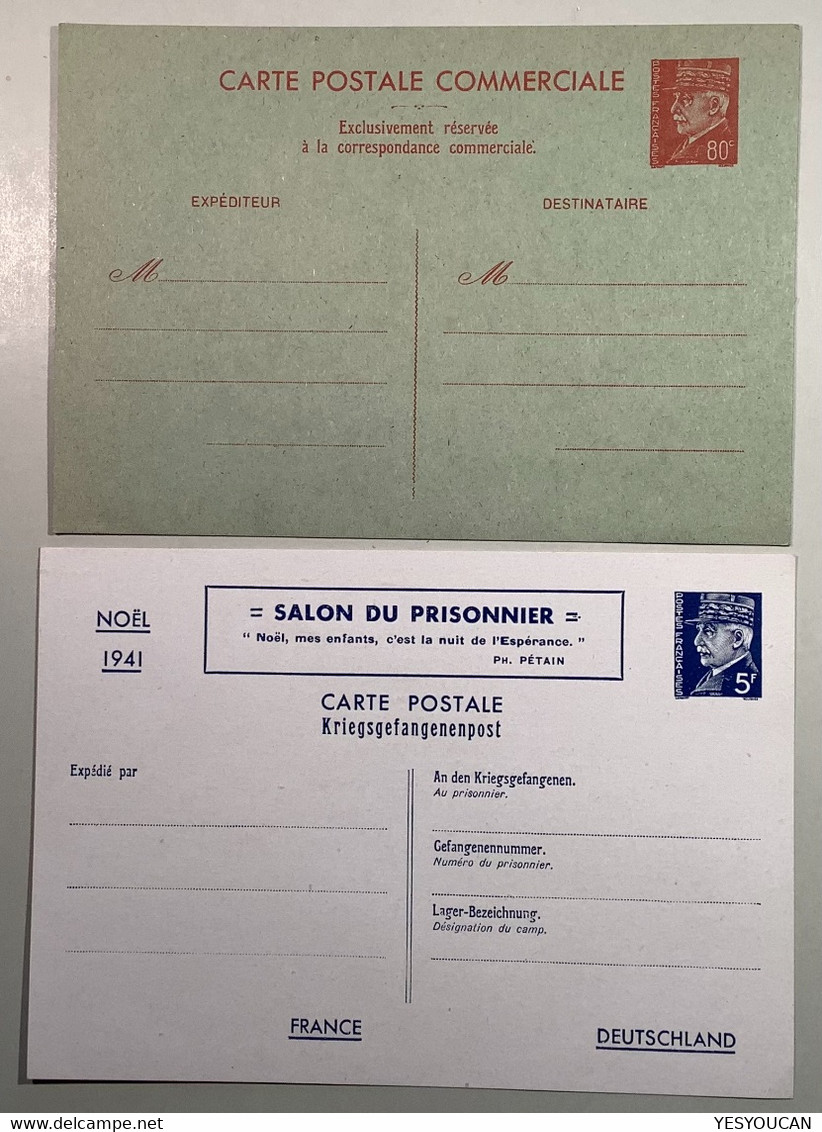 France 1941 Pétain 2 Bon Entiers Postaux Yv 512-cp4 + 515 Cp Salon Du Prisonnier(entier Postal Guerre 1939-1945 WW2 War - Sonderganzsachen