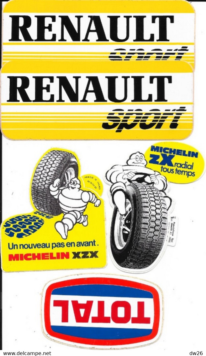 Lot De 5 Auto-collants Publicitaires Automobiles (Renault Sport, Michelin, Total) - Advertising