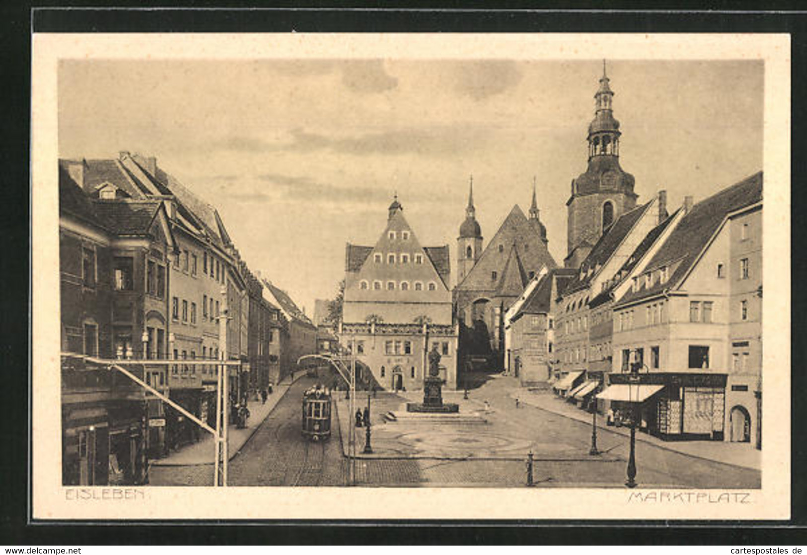 AK Eisleben, Partie Am Marktplatz Mit Strassenbahn - Lutherstadt Eisleben