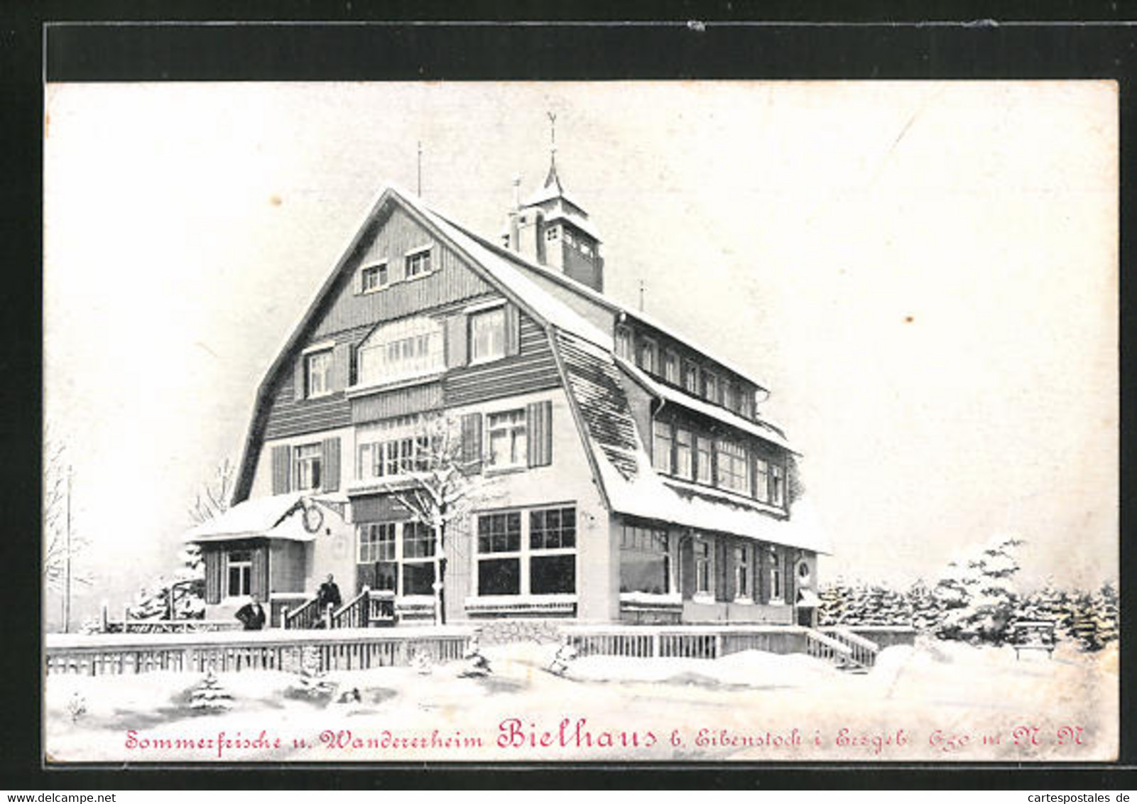 AK Eibenstock I. Erzgeb., Gasthaus Bielhaus Im Schnee - Eibenstock