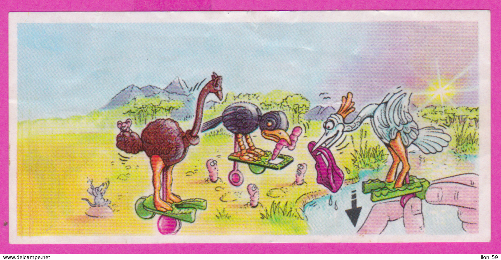 264463 /  Instruction Kinder Surprise - 2 ANIMALS Worm Common Ostrich Birds  7.5  X 3.6 Cm. - Istruzioni