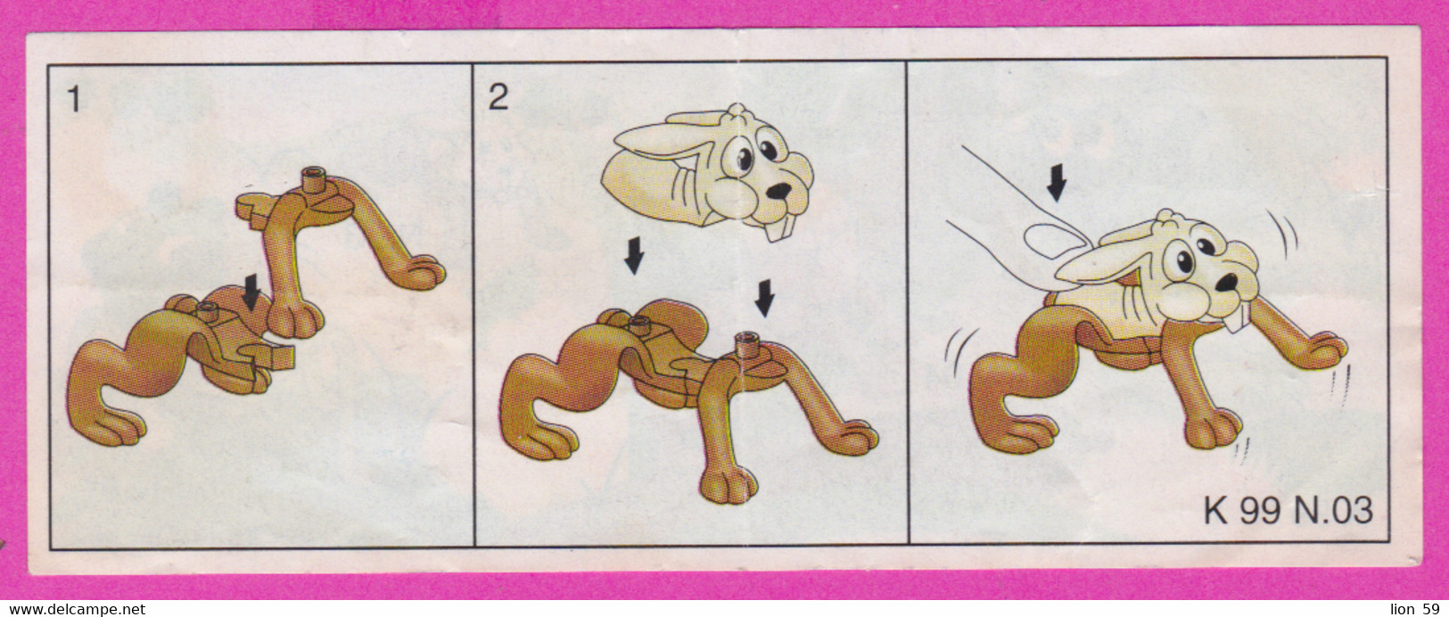 264479 /  Instruction Kinder Surprise - K 99 N 3 Rabbit + N02 +N04+N01 Frog , 9.0 X 3.5 Cm. - Istruzioni