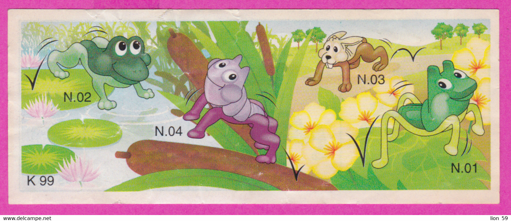 264480 /  Instruction Kinder Surprise - K 99 N 4 Frog + N02 Frog +N03 Rabbit +N01 Frog , 9.0 X 3.5 Cm. - Istruzioni