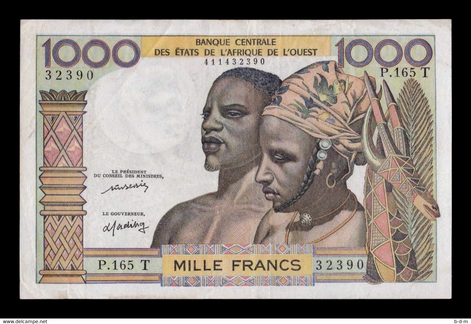 West African St. Togo 1000 Francs 1959-1965 Pick 803Tm MBC VF - Togo