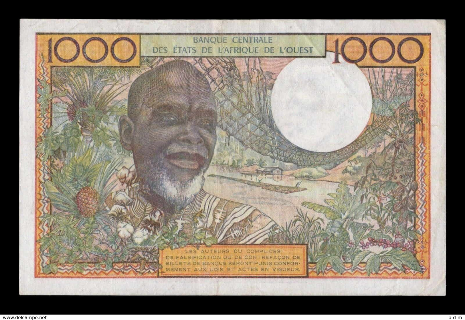 West African St. Togo 1000 Francs 1959-1965 Pick 803Tm MBC VF - Togo