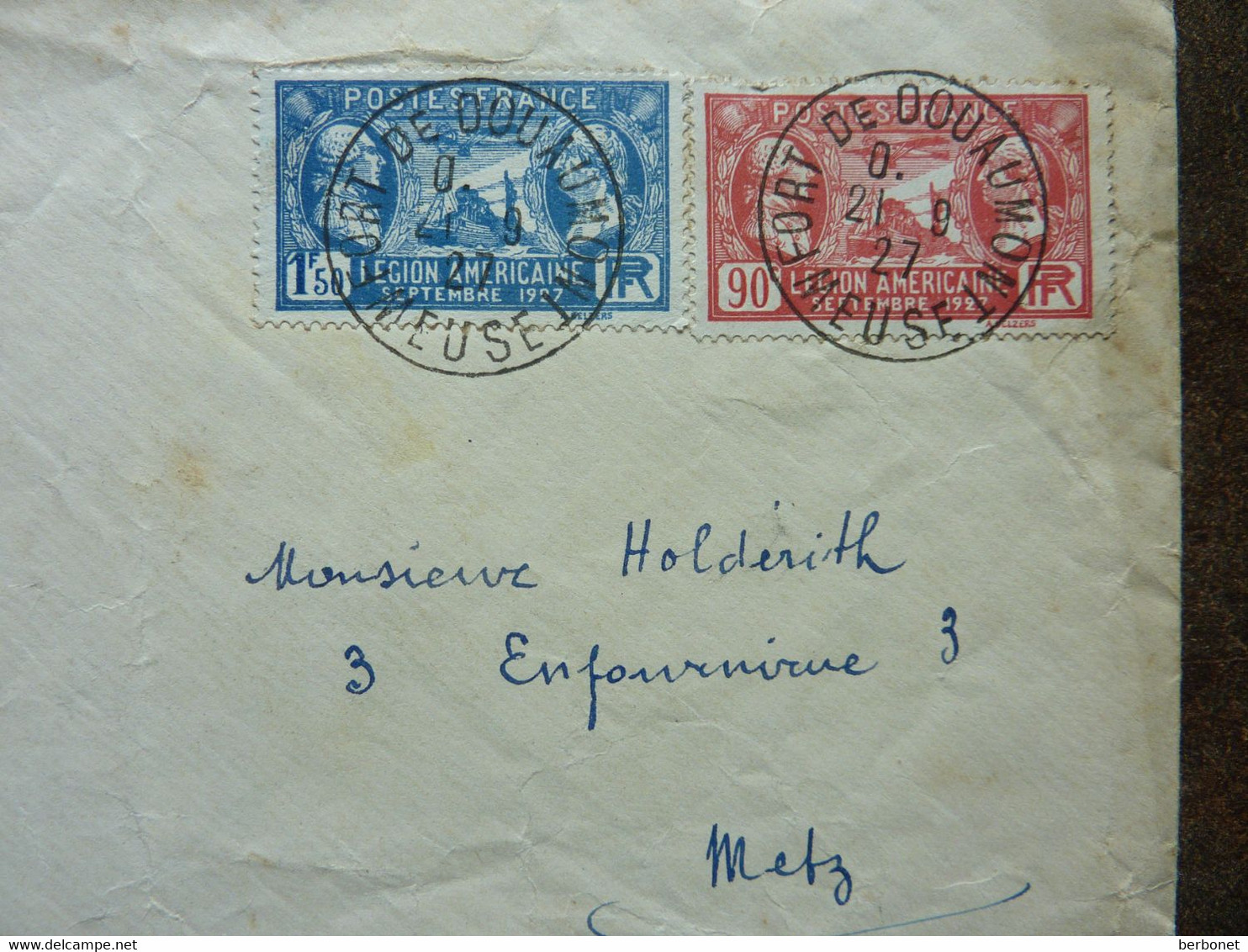 1927  LEGION AMERICAINE Oblitéré Sur Lettre Cachet Fort De Douaumont  Y&T = 244/245 - Brieven En Documenten