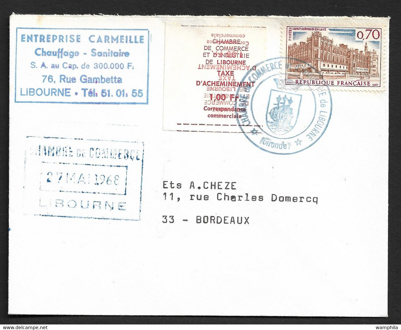 France Grève N°6 Libourne, Variété Double Impression Dont Une Renversée Sur Lettre. RARE. - Autres & Non Classés