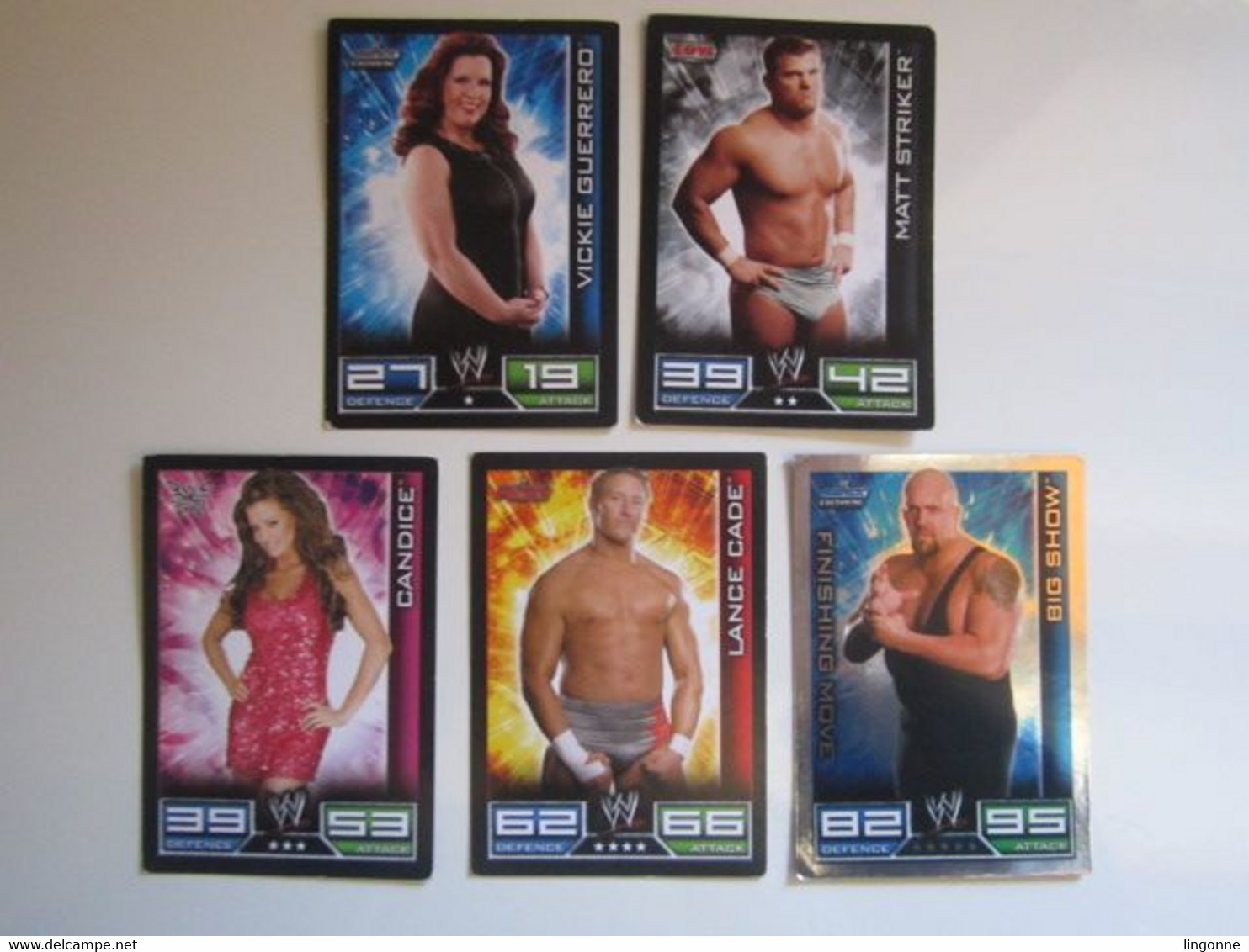 Lot 5 Cartes De Catch TOPPS SLAM ATTAX Trading Card Game - Trading Cards