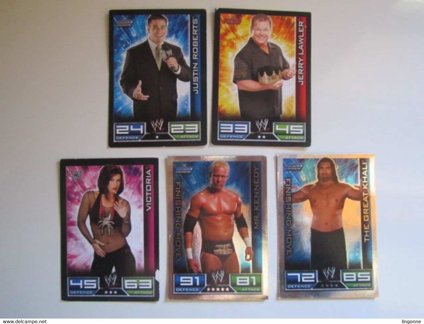 Lot 5 Cartes De Catch TOPPS SLAM ATTAX Trading Card Game - Trading Cards