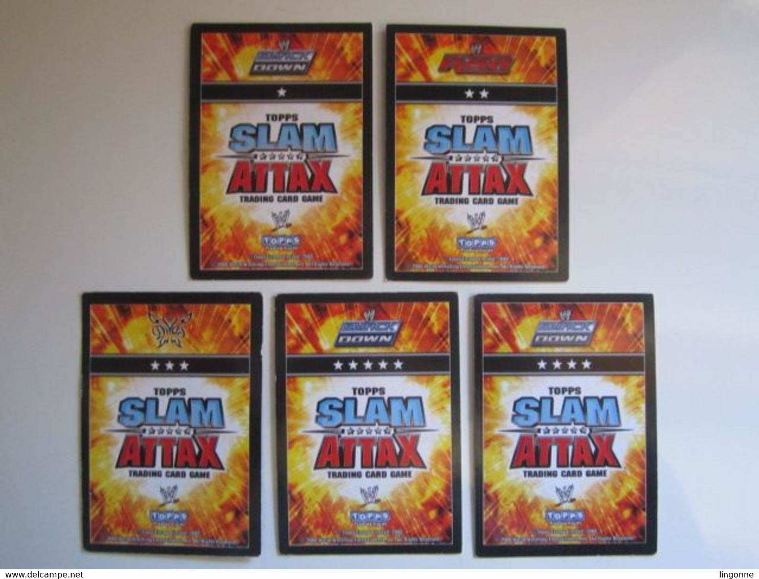 Lot 5 Cartes De Catch TOPPS SLAM ATTAX Trading Card Game - Trading Cards