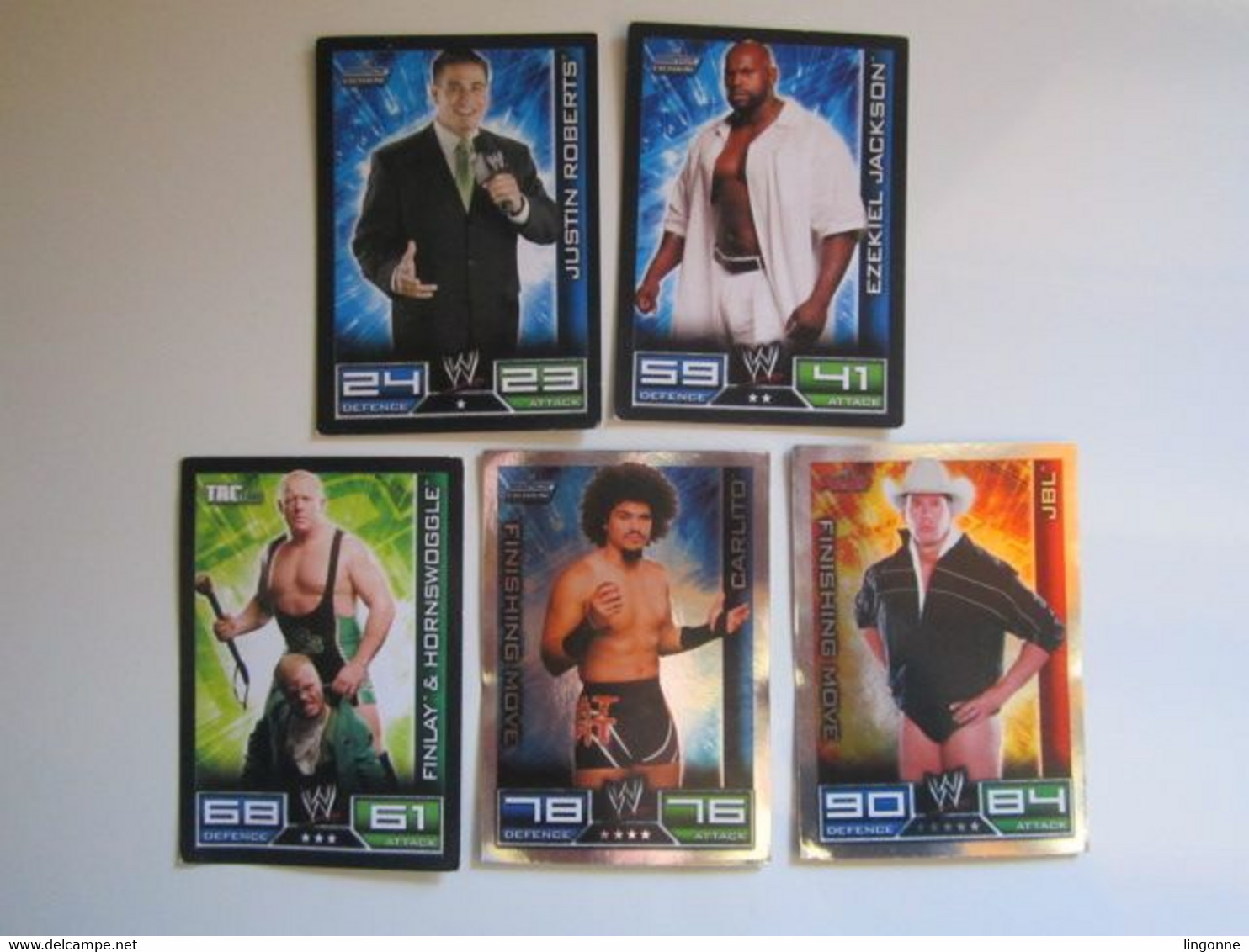 Lot 5 Cartes De Catch TOPPS SLAM ATTAX Trading Card Game - Trading Cards