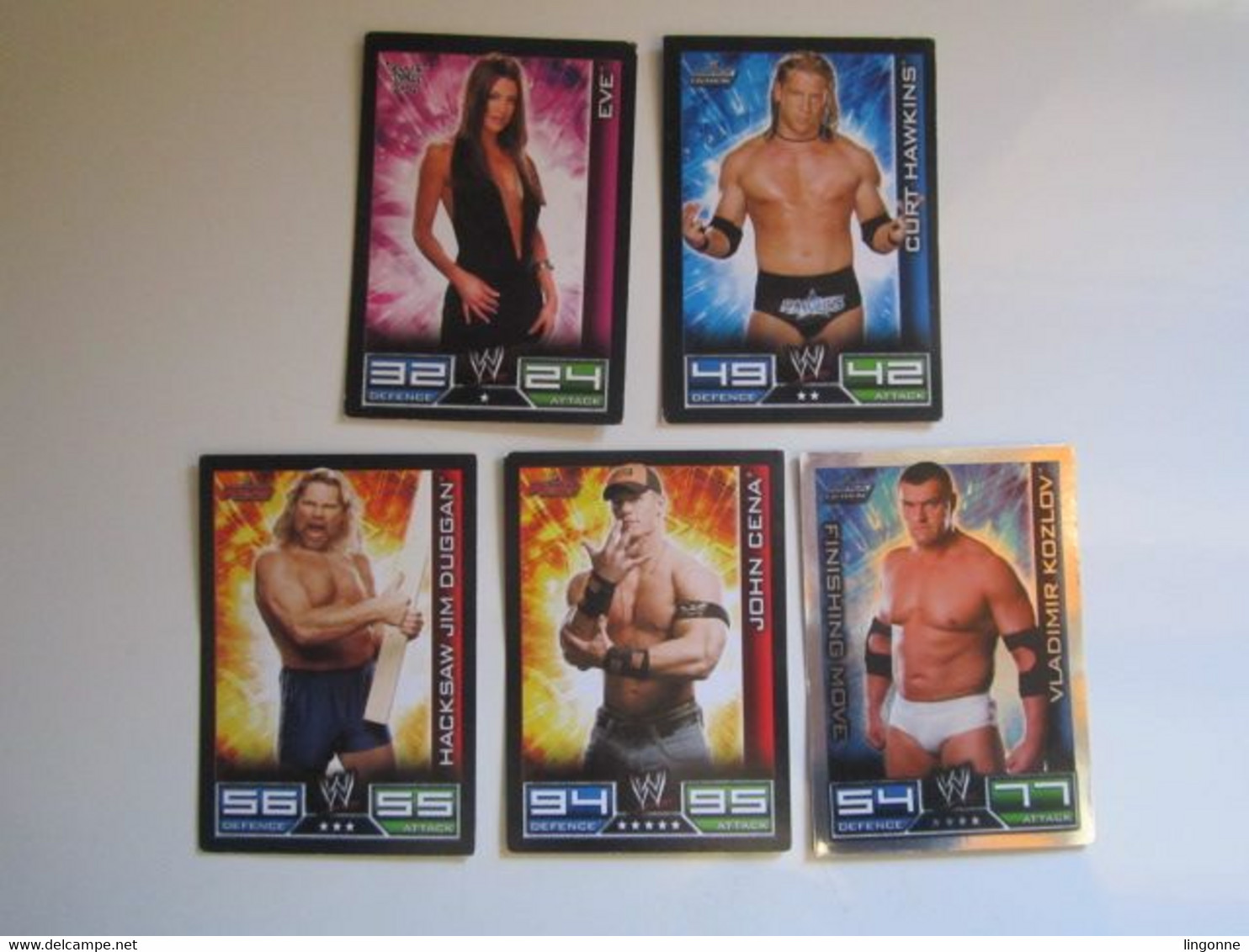 Lot 5 Cartes De Catch TOPPS SLAM ATTAX Trading Card Game - Trading Cards