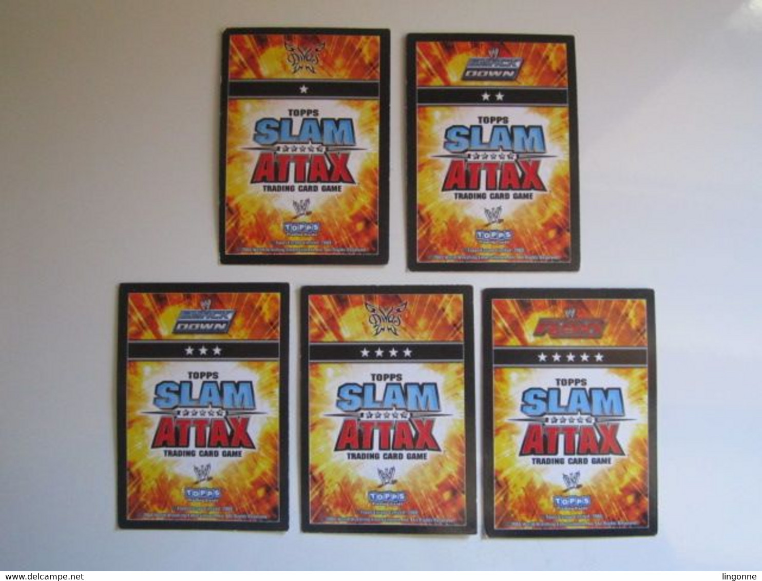 Lot 5 Cartes De Catch TOPPS SLAM ATTAX Trading Card Game - Trading Cards