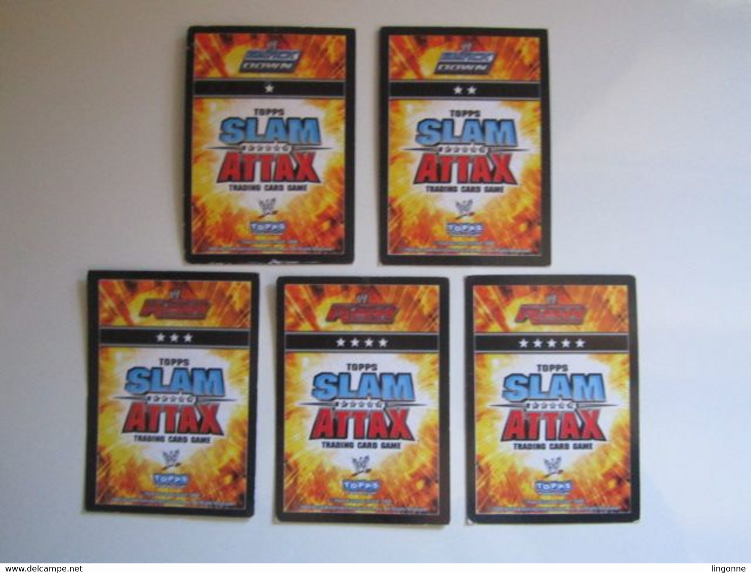 Lot 5 Cartes De Catch TOPPS SLAM ATTAX Trading Card Game - Trading Cards