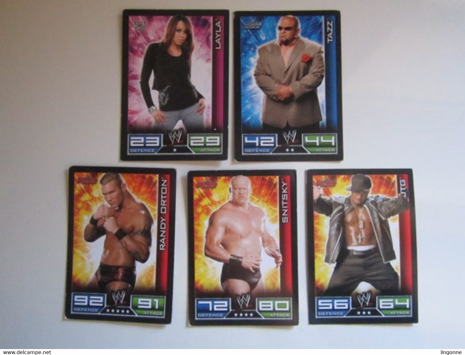 Lot 5 Cartes De Catch TOPPS SLAM ATTAX Trading Card Game - Trading Cards