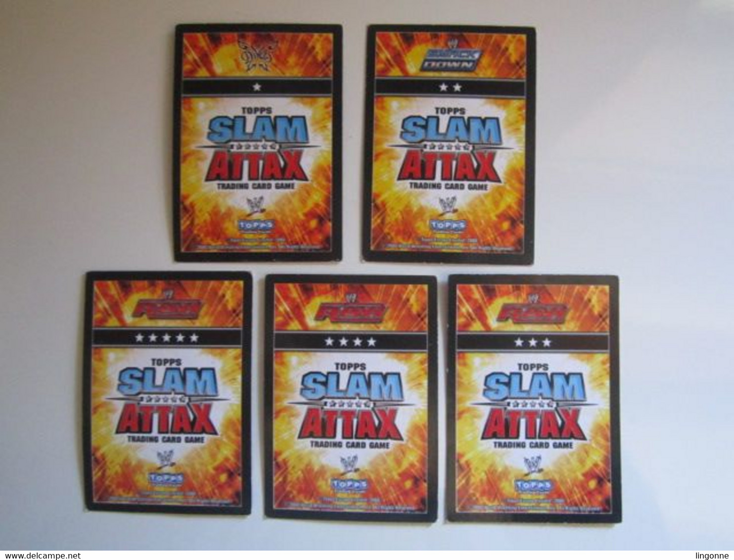 Lot 5 Cartes De Catch TOPPS SLAM ATTAX Trading Card Game - Trading Cards