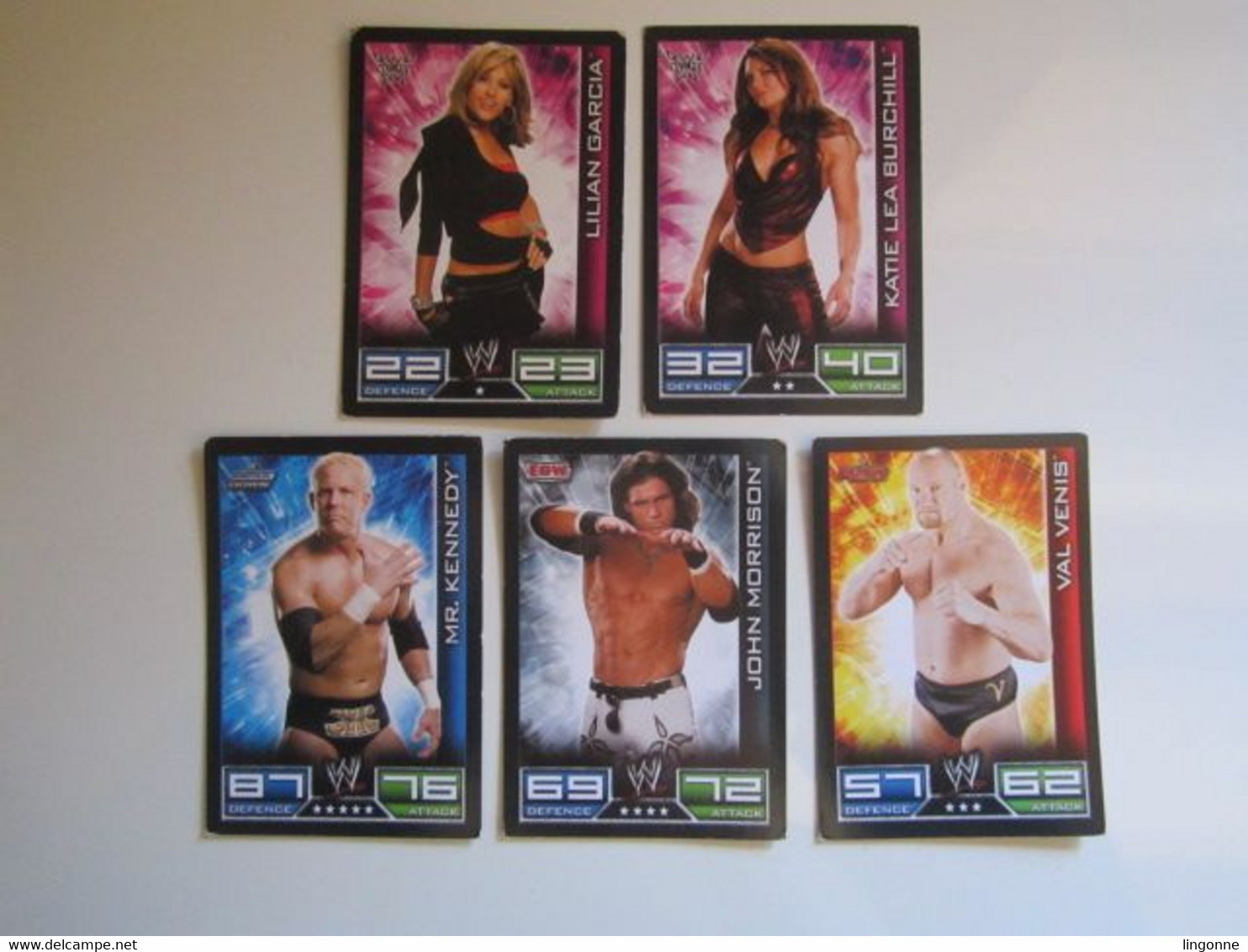 Lot 5 Cartes De Catch TOPPS SLAM ATTAX Trading Card Game - Trading Cards