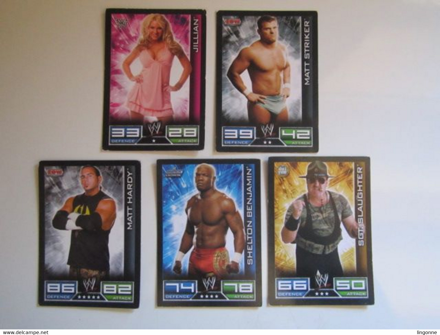 Lot 5 Cartes De Catch TOPPS SLAM ATTAX Trading Card Game - Tarjetas