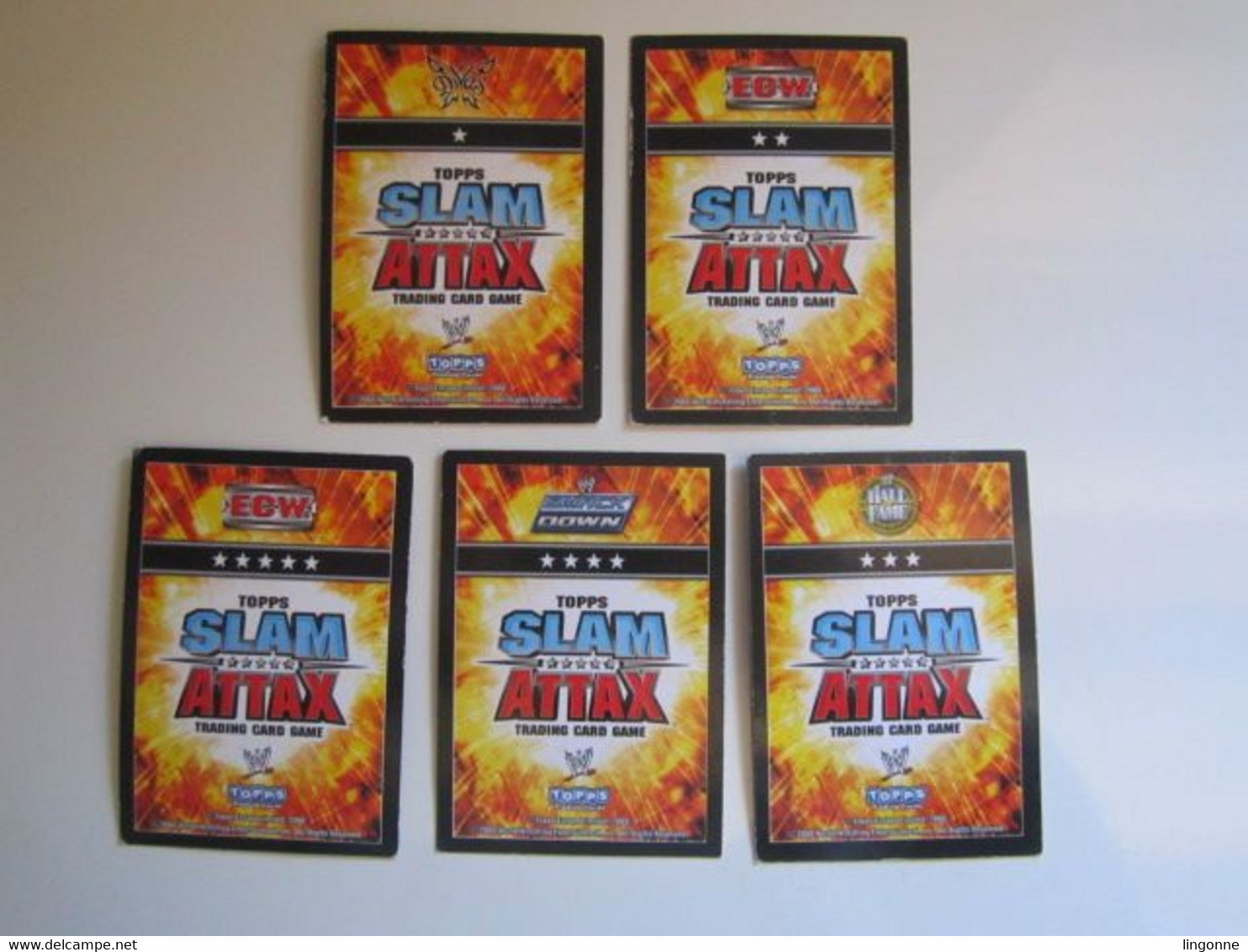 Lot 5 Cartes De Catch TOPPS SLAM ATTAX Trading Card Game - Trading Cards