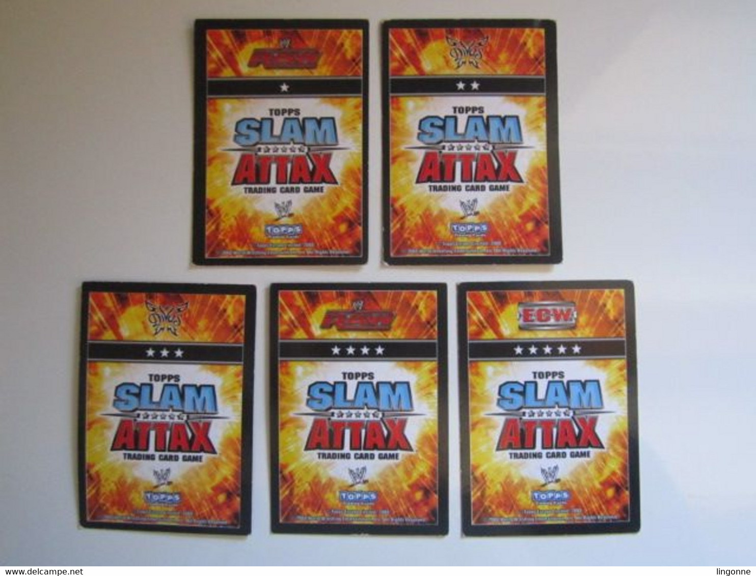 Lot 5 Cartes De Catch TOPPS SLAM ATTAX Trading Card Game - Trading Cards