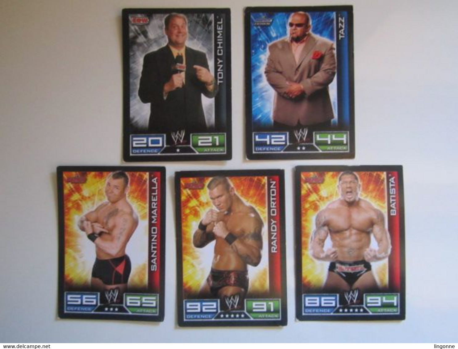 Lot 5 Cartes De Catch TOPPS SLAM ATTAX Trading Card Game - Trading Cards