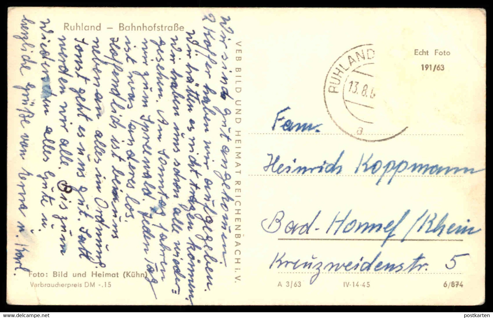 ÄLTERE POSTKARTE RUHLAND BAHNHOFSTRASSE ALLEE 1963 Ansichtskarte Cpa Postcard AK - Ruhland