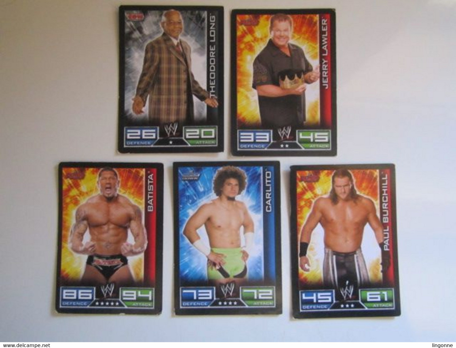 Lot 5 Cartes De Catch TOPPS SLAM ATTAX Trading Card Game - Trading Cards